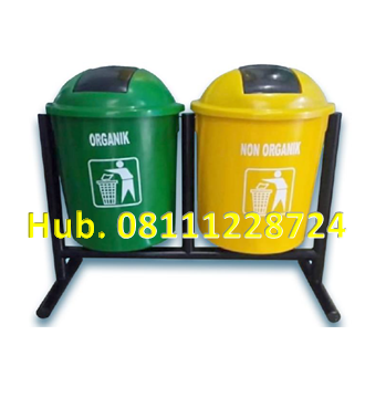 Tempat Sampah Fiberglass Bulat 2in 1