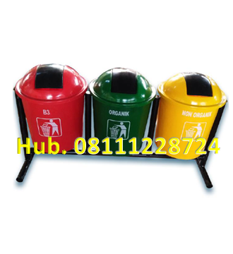 Tempat Sampah Fiberglass Bulat Single 3in 1