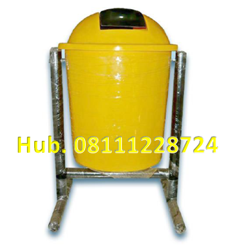 Tempat Sampah Fiberglass Bulat Single