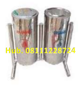 Tempat Sampah Stainless 2 in 1 Bulat