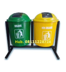 Tempat Sampah Fiberglass Bulat 2in 1