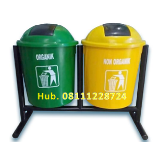 Tempat Sampah Fiberglass Bulat 2in 1