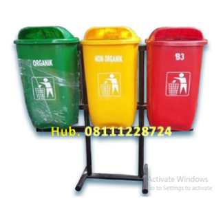 Tempat Sampah Fiberglass Oval 3in 1