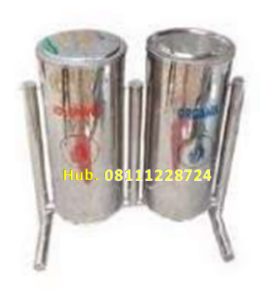 Tempat Sampah Stainless 2 in 1 Bulat