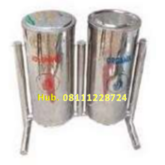 Tempat Sampah Stainless 2 in 1 Bulat