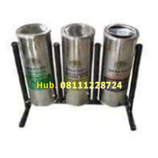Tempat Sampah Stainless 3 in 1 Bulat