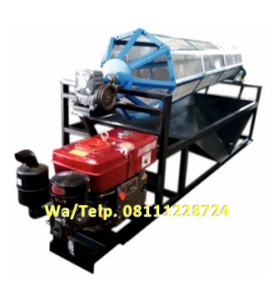 Mesin Pengayak Sabut Kelapa Cocofiber Rotary 4 mtr Lengkap Corong Keluar Cocofiber dan cocopeat