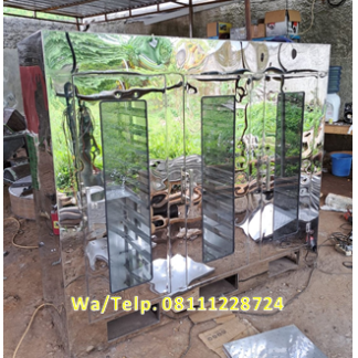 Oven Pengering Singkong - Mesin Pengering 3 Pintu 30 Rak Singkong (Material Stainless Steel) Pakai LPG